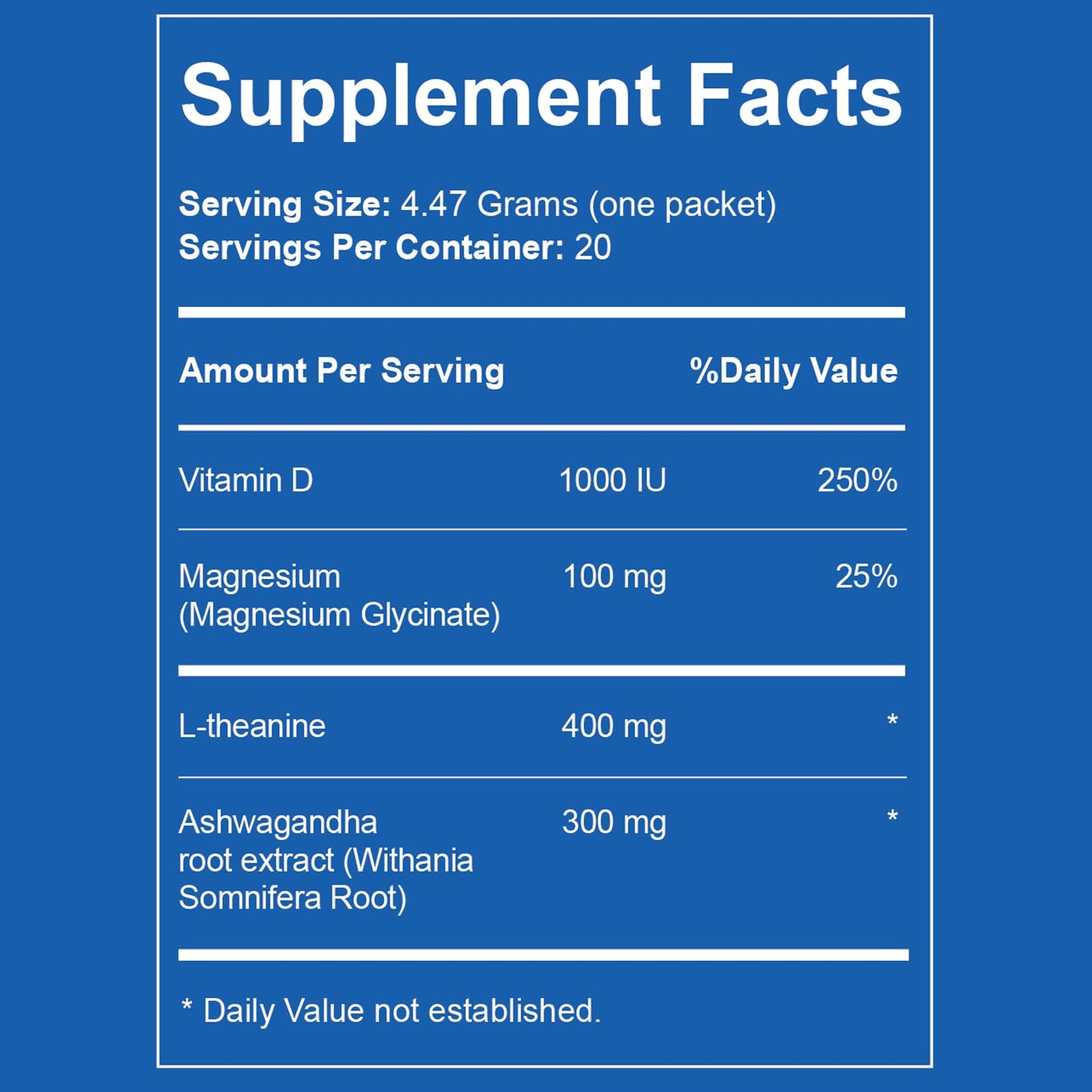 Liquid Anti-Stress Cortisol | Sugar Free Magnesium Drink with L-Theanine & Ashwagandha | 20 Packets