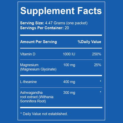 Liquid Anti-Stress Cortisol | Sugar Free Magnesium Drink with L-Theanine & Ashwagandha | 20 Packets