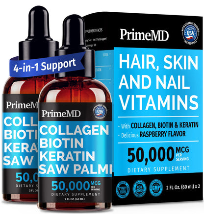 Liquid Collagen Peptides for Women – Biotin Serum for Hair, Skin & Nails (2 fl oz x2)