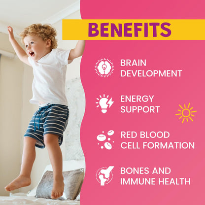 Liquid Iron Supplement for Kids, Women & Men – 2 oz, Calcium & Zinc