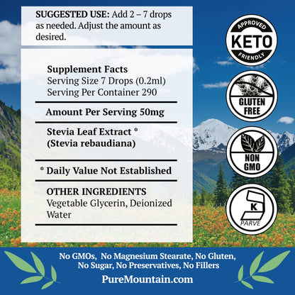 Liquid Stevia Drops – Alcohol-Free, Kosher Sugar Substitute (2oz) – Pack of 2