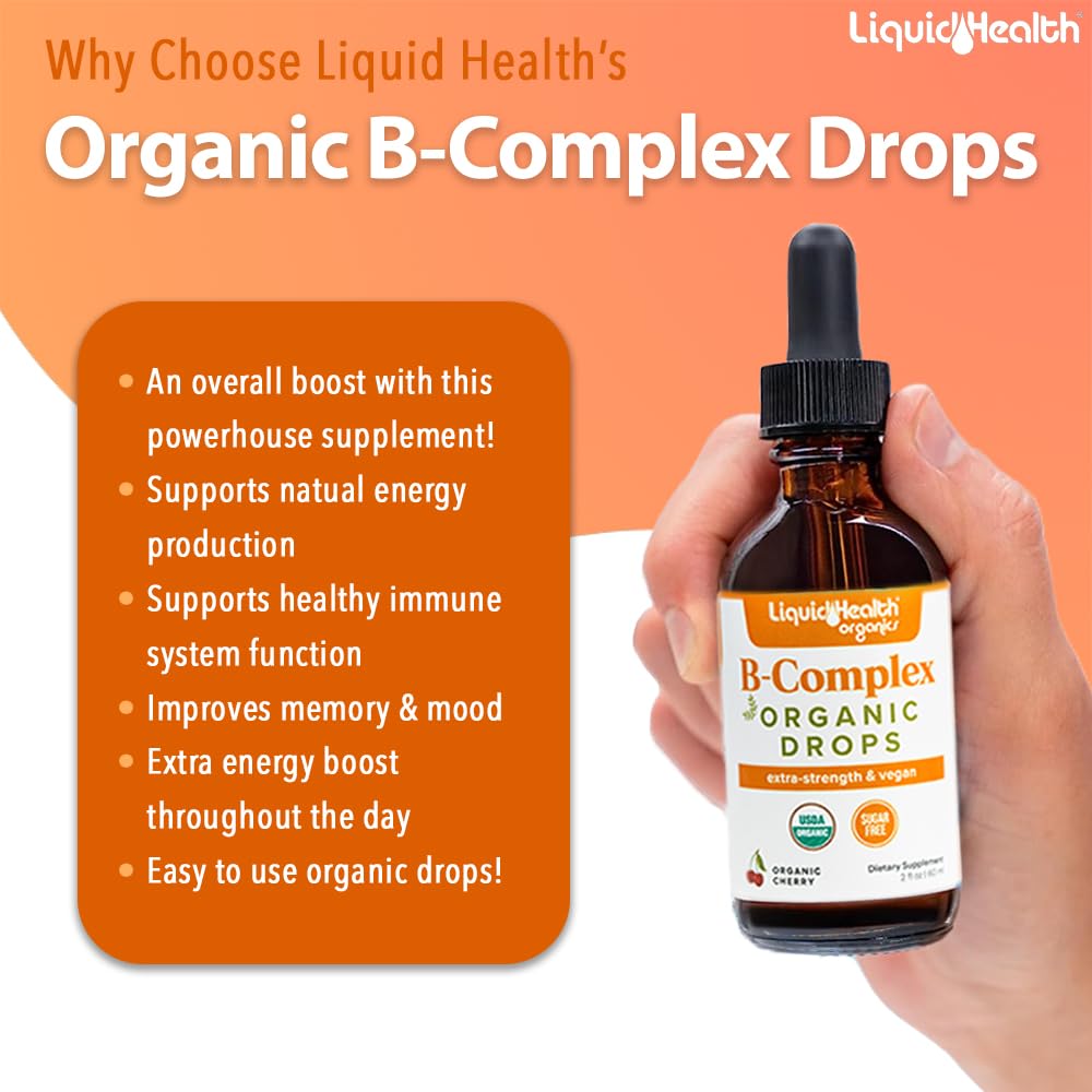 LIQUIDHEALTH Organic Vitamin B Drops - USA Made, Sugar Free, Vegan
