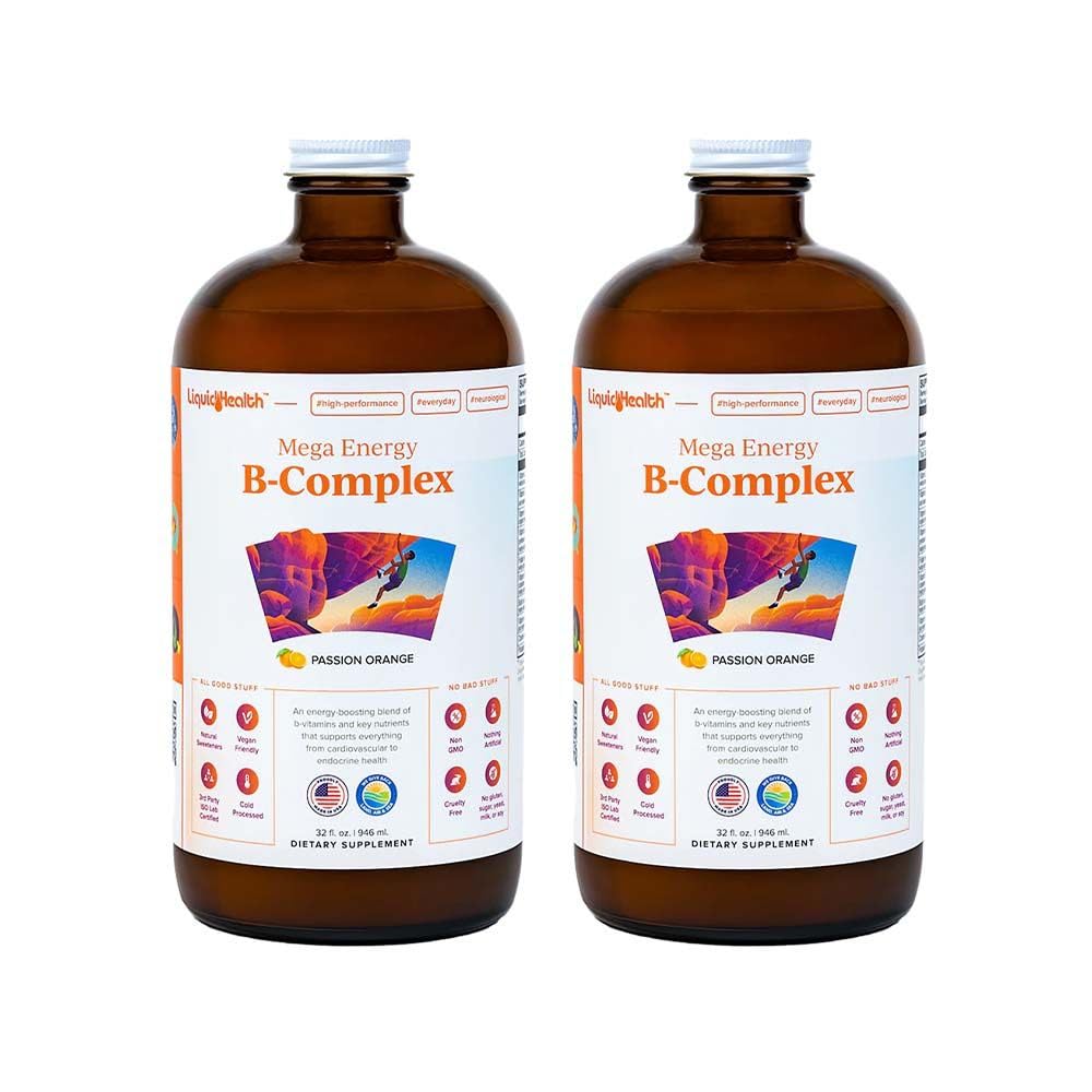 LIQUIDHEALTH Mega Energy B-Complex – Liquid Vitamin for Energy, Immune Support & Heart Health | Made in USA | Vegan