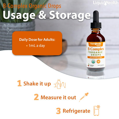 LIQUIDHEALTH Organic Vitamin B Drops - USA Made, Sugar Free, Vegan