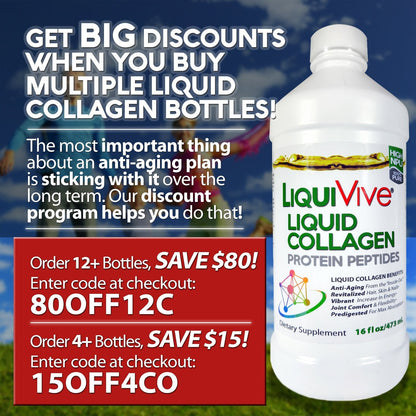LiquiVive Liquid Collagen Protein Peptides Concentrate | Hydrolyzed Collagen Drink | Higher Absorption