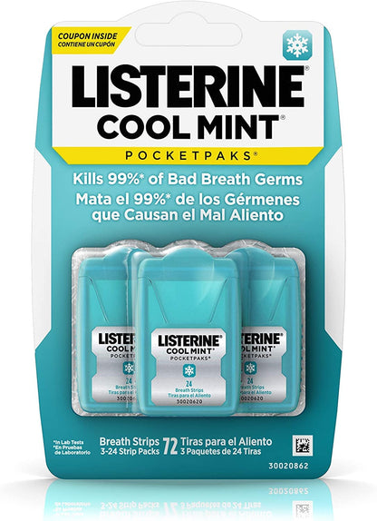 Listerine Pocketpaks Cool Mint – 24-Count (Pack of 6) | Breath Strips