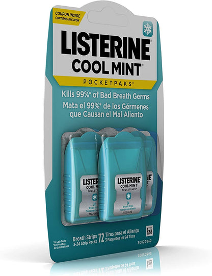 Listerine Cool Mint Pocketpaks Breath Strips – 288 Strips (12-24-Strip Pack)