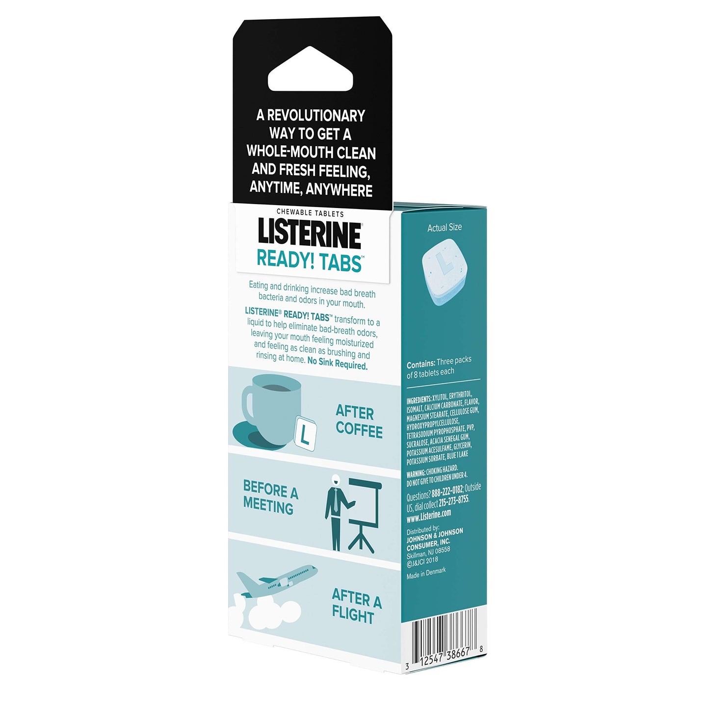 Listerine Ready! Tabs Chewable Tablets - Clean Mint, 24 Count | Fresh Breath On The Go