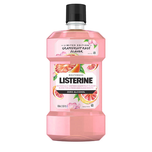 Listerine Zero Alcohol Mouthwash – Grapefruit Rose Limited Edition 500 mL | Kills 99% of Bad Breath Germs