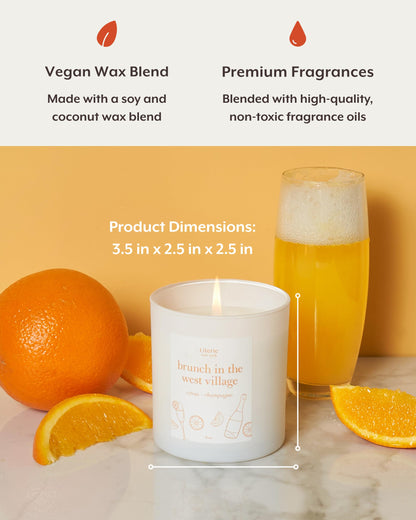 Brunch in The West Village Candle – Citrus & Champagne (9oz, Vegan Soy)