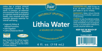 Lithia Water, 4 fl oz (Pack of 2) - Calms, Balances Moods, Supports Kidneys & Adrenal Function