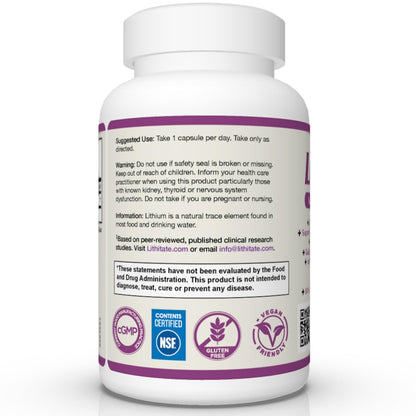 Lithitate Lithium Aspartate 10mg – Supports Brain Health & Mental Clarity | NSF Certified | 100 Capsules