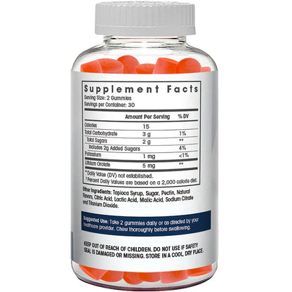 Lithium Orotate Gummies 5mg per Serving - Plant-Based, Third-Party Tested, Strawberry Flavor, 60 Count