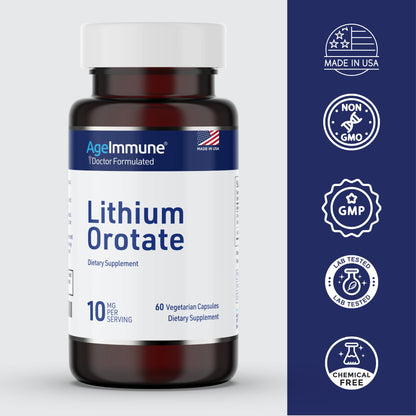Lithium Orotate 10mg - 60 Veg Capsules | Mood & Memory | Magnesium Stearate Free