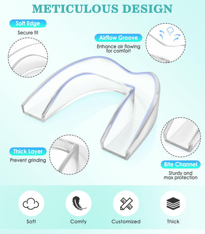 Litlcutie Night Mouth Guard for Teeth Grinding – 4 Pcs, 2 Sizes, Clear