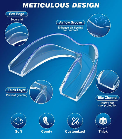 Litlcutie Mouth Guard for Teeth Grinding at Night | 4 Pack / 2 Sizes | Clear