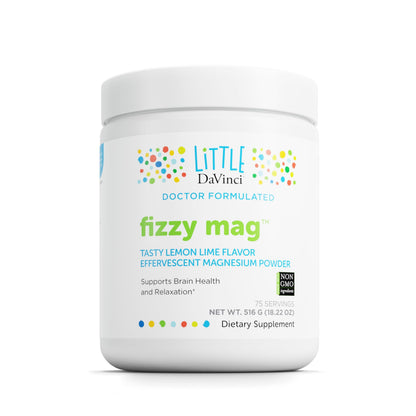 Little DaVinci Fizzy Mag – Magnesium Supplement for Kids | Brain Health, Relaxation & Behavior* | with Calcium, Riboflavin, and More – Lemon Lime 516 g, 75 Servings