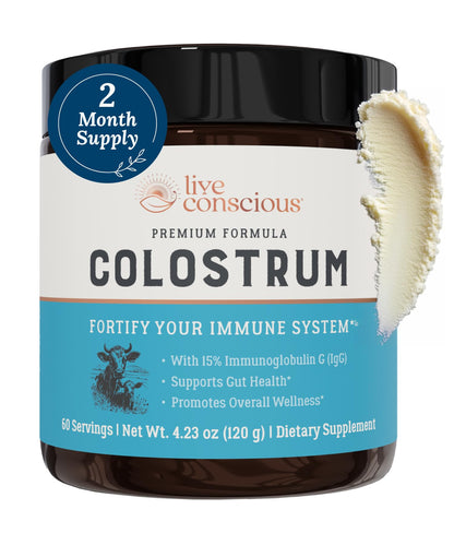 Live Conscious Colostrum Powder – Grass-Fed Bovine Colostrum + Lactoferrin