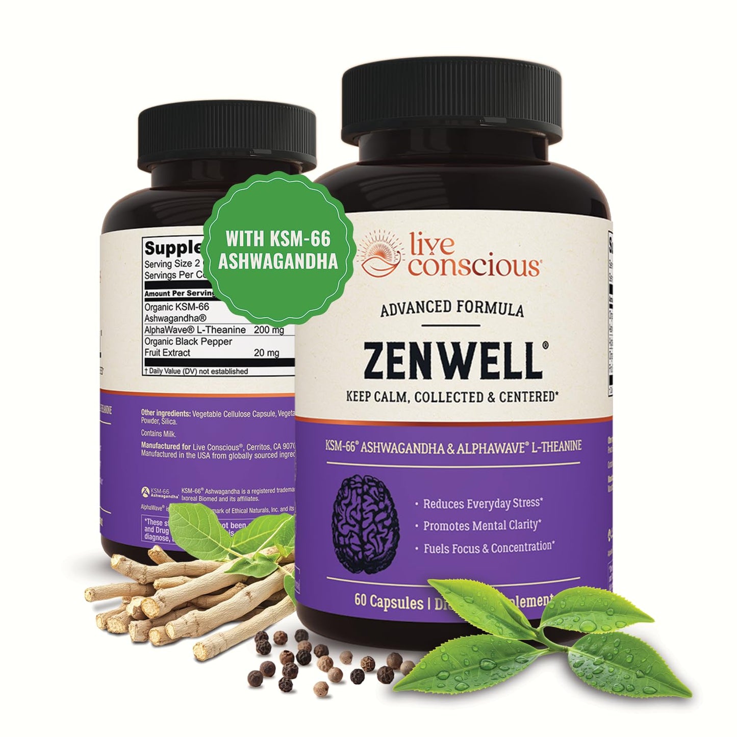 KSM-66 Ashwagandha with L-Theanine & AlphaWave – ZenWell 60 Caps