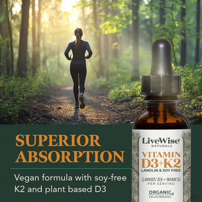 Live Wise Naturals Vitamin D3+K2 5,000 IU – Vegan Friendly