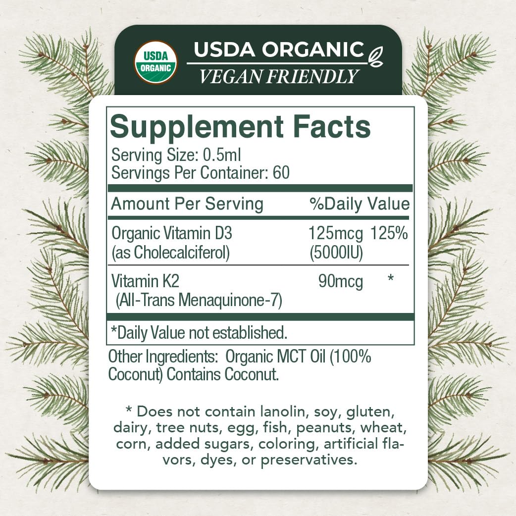 Live Wise Naturals Vitamin D3+K2 5,000 IU – Vegan Friendly