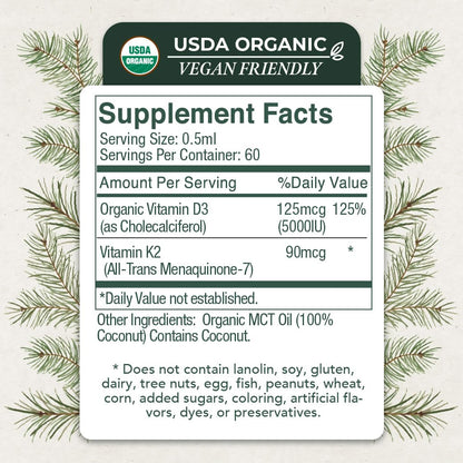 Live Wise Naturals Vitamin D3+K2 5,000 IU – Vegan Friendly