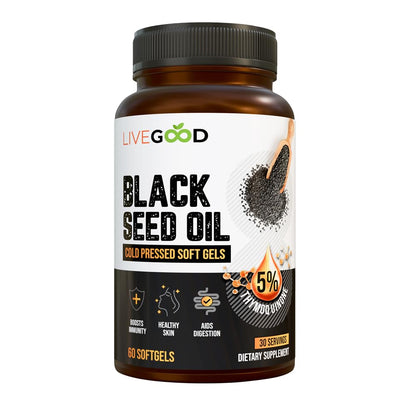 LIVEGOOD Black Seed Oil Capsules | Cold-Pressed Nigella Sativa for Immune & Heart Support (60 Count)