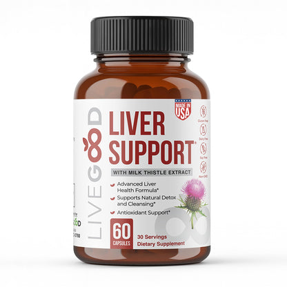 LiveGood Liver Support - Detox with Milk Thistle, Dandelion Root, Turmeric, NAC & TUDCA | 60 Count