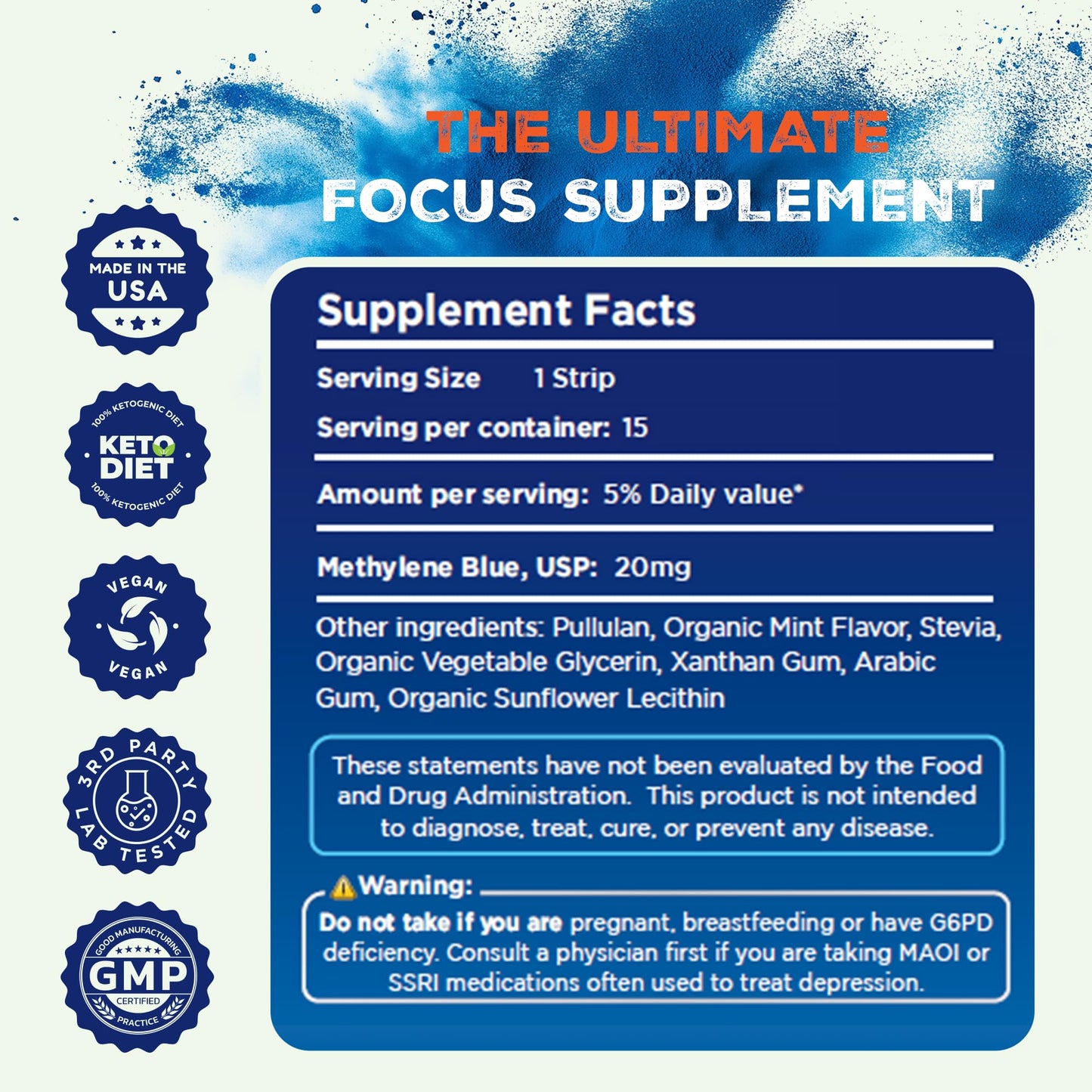 LIVEGOOD Methylene Blue – 15 Sublingual Strips, 20mg Each | Brain Support & Focus