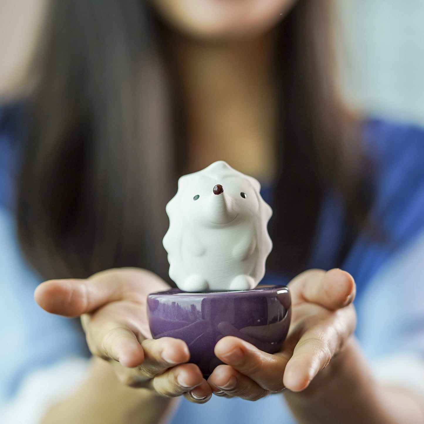 Lively Breeze Spiky Hedgehog Ceramic Diffuser – Non-Electric Aromatherapy for Desk, Car & Small Spaces