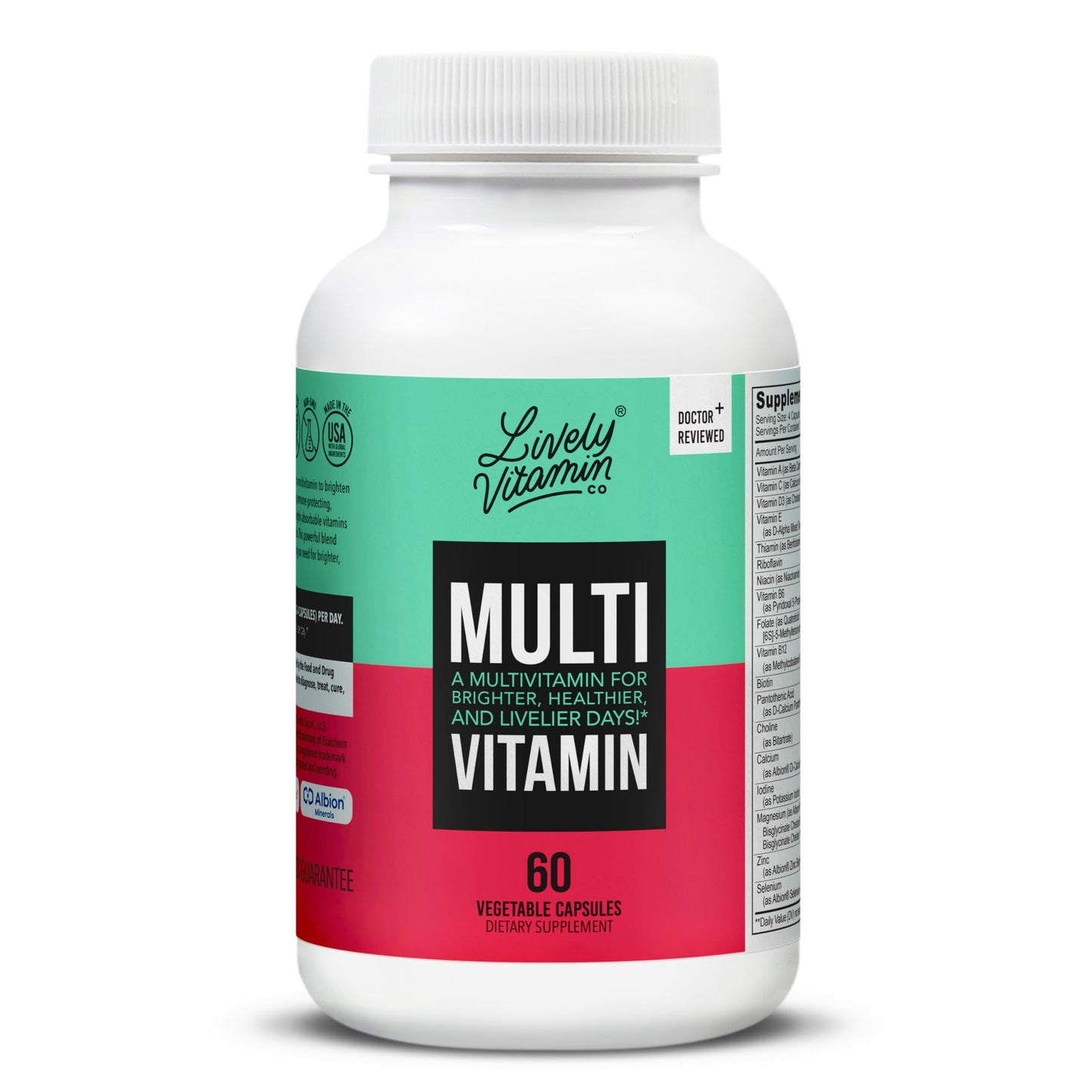 LIVELY VITAMIN CO. Multivitamin - 37 Vitamins & Minerals | 60 Vegetarian Capsules