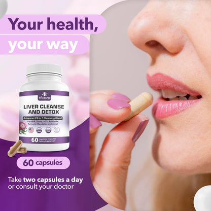 Liver Cleanse Detox & Repair – 28-in-1 Fatty Liver Supplement (Milk Thistle, Artichoke, Dandelion) | 60 Pills