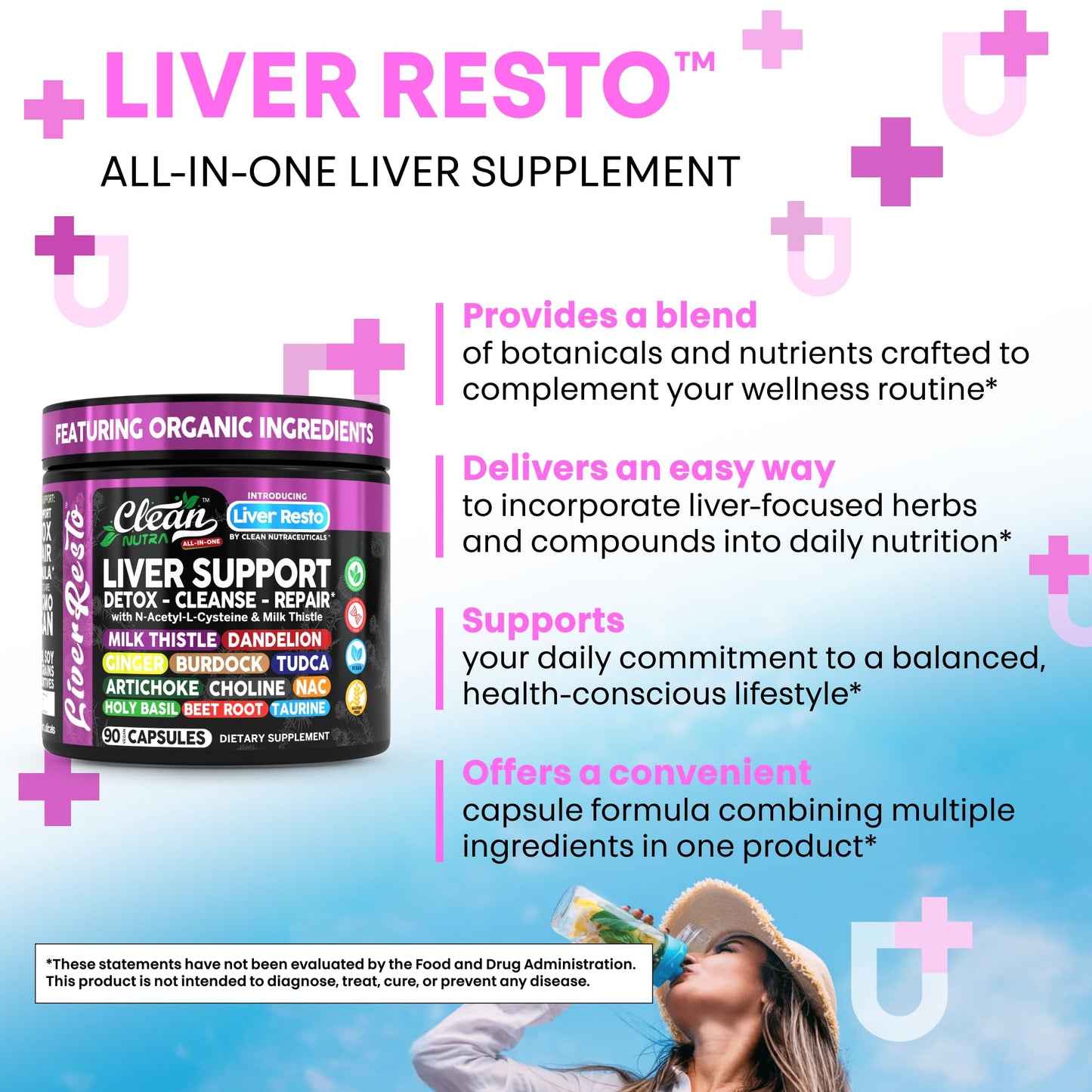 Clean Nutraceuticals Liver Cleanse Detox & Repair | Milk Thistle Supplement + NAC, TUDCA, Dandelion Root, Artichoke, Choline, Ginger, Beet Root, Burdock, Taurine, Liver Support 90 Capsules