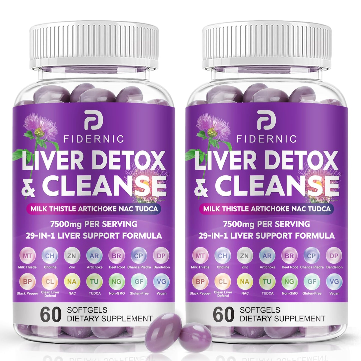 Liver Cleanse Detox & Repair – Milk Thistle 7500mg | NAC, TUDCA, Choline | 120 Softgels