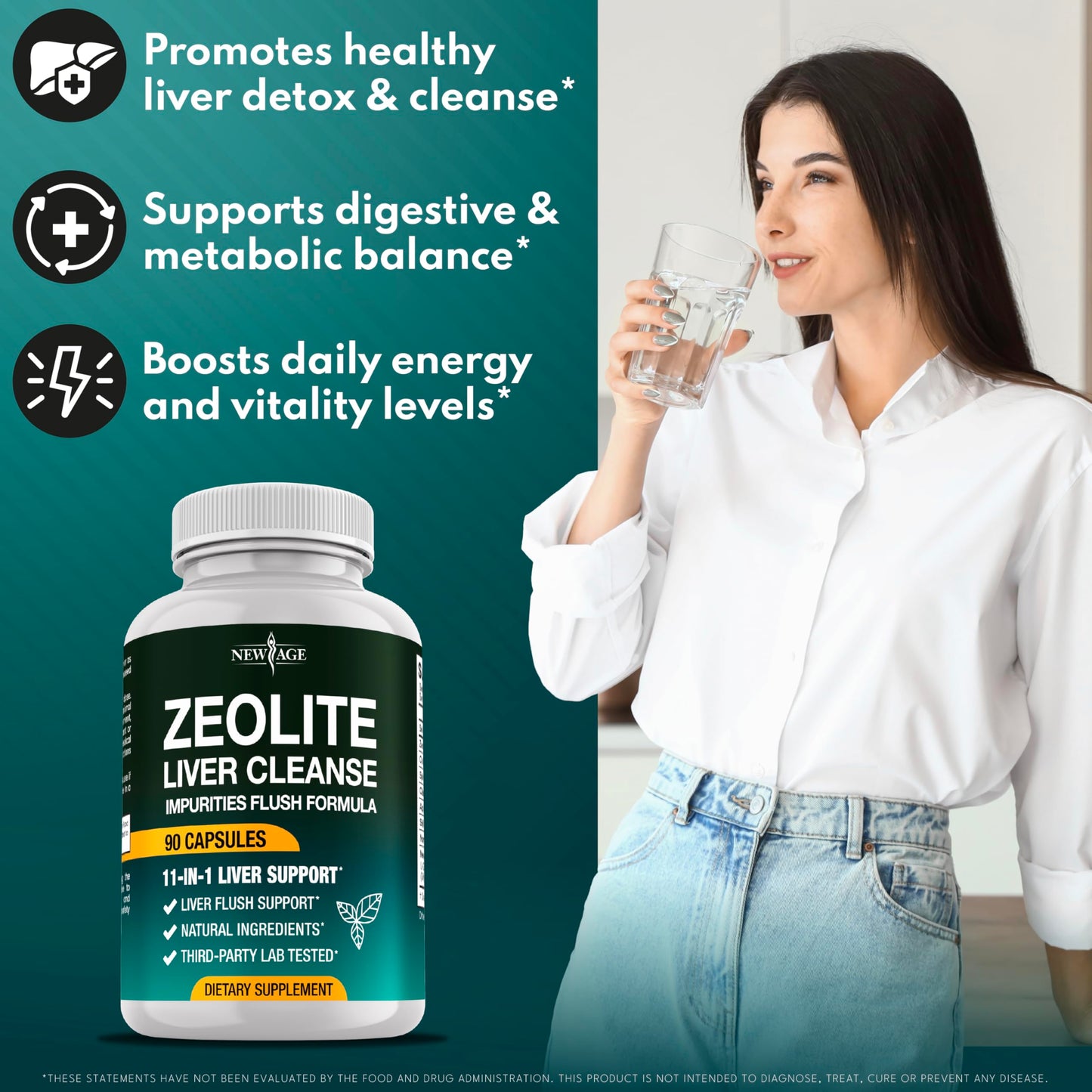 NEW AGE Liver Cleanse & Repair – 11-in-1 Detox for Heavy Metals & Gut Health (180 Count)