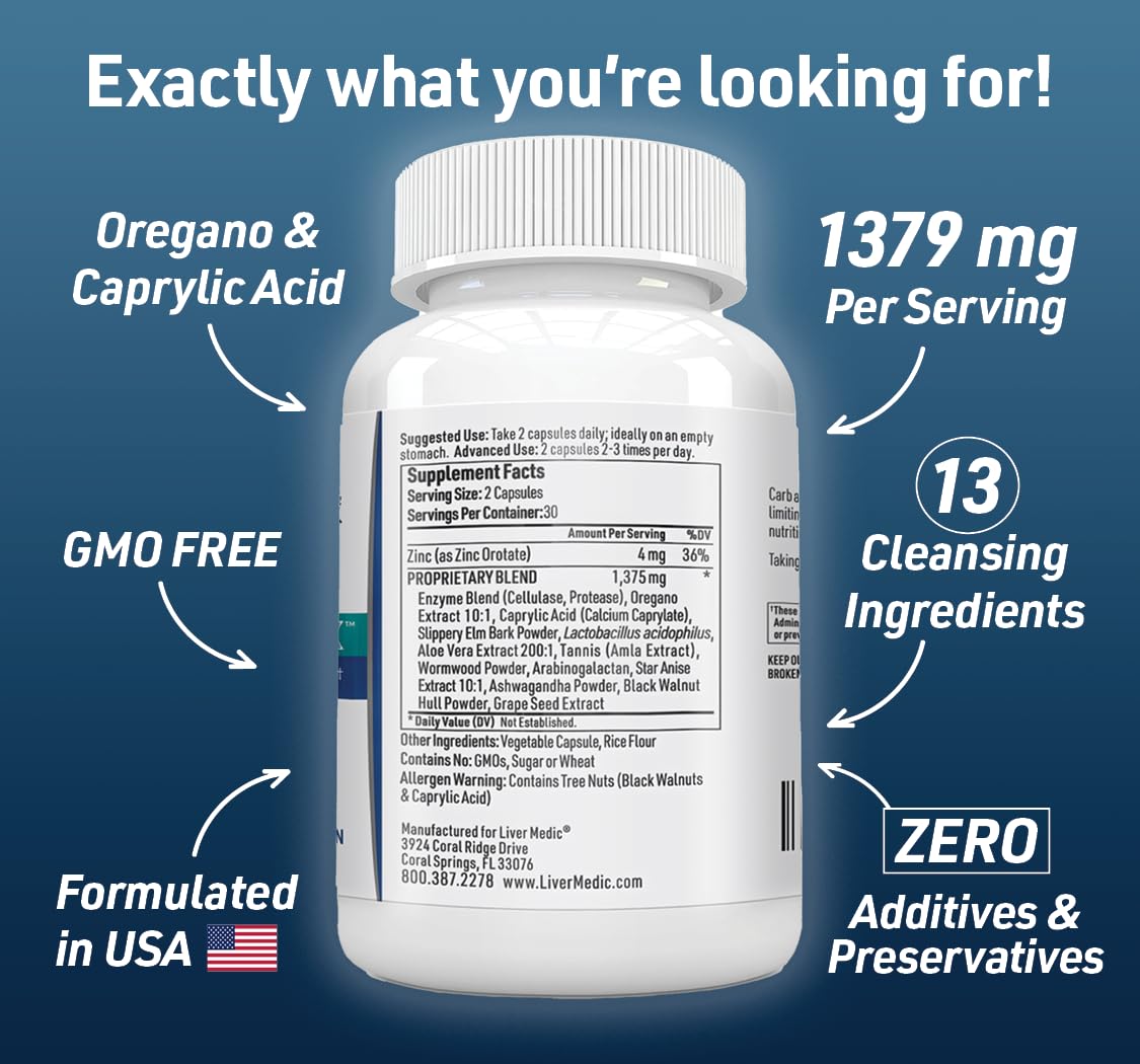 Liver Medic Candida Complex - Probiotic with Oregano Oil & Digestive Enzymes