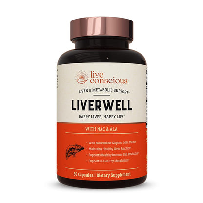 LiverWell Liver Cleanse & Metabolic Support – Milk Thistle, NAC, ALA, Zinc (60 Caps) | Live Conscious
