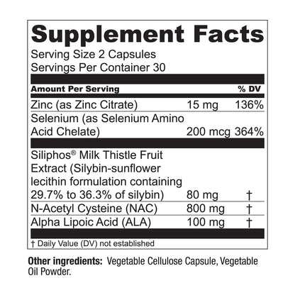 LiverWell Liver Cleanse & Metabolic Support – Milk Thistle, NAC, ALA, Zinc (60 Caps) | Live Conscious