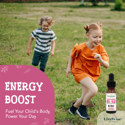 LiveWise Naturals Organic B12 Vitamin Drops – Liquid Methylcobalamin & Adenosylcobalamin for Energy
