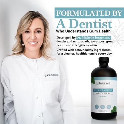 Living Well Mouthwash by Dr. Michelle – Hydroxyapatite & Colloidal Silver, Fluoride & Alcohol Free