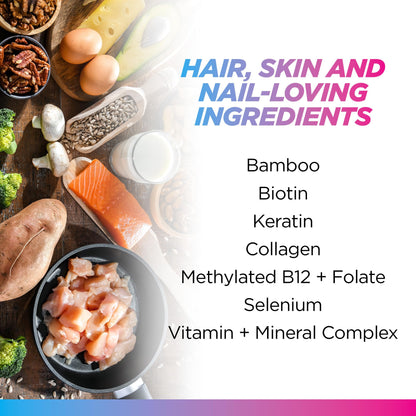 Livingood Daily Hair, Skin & Nails Supplement — 14-in-1 Formula, 60 Capsules, Gluten Free