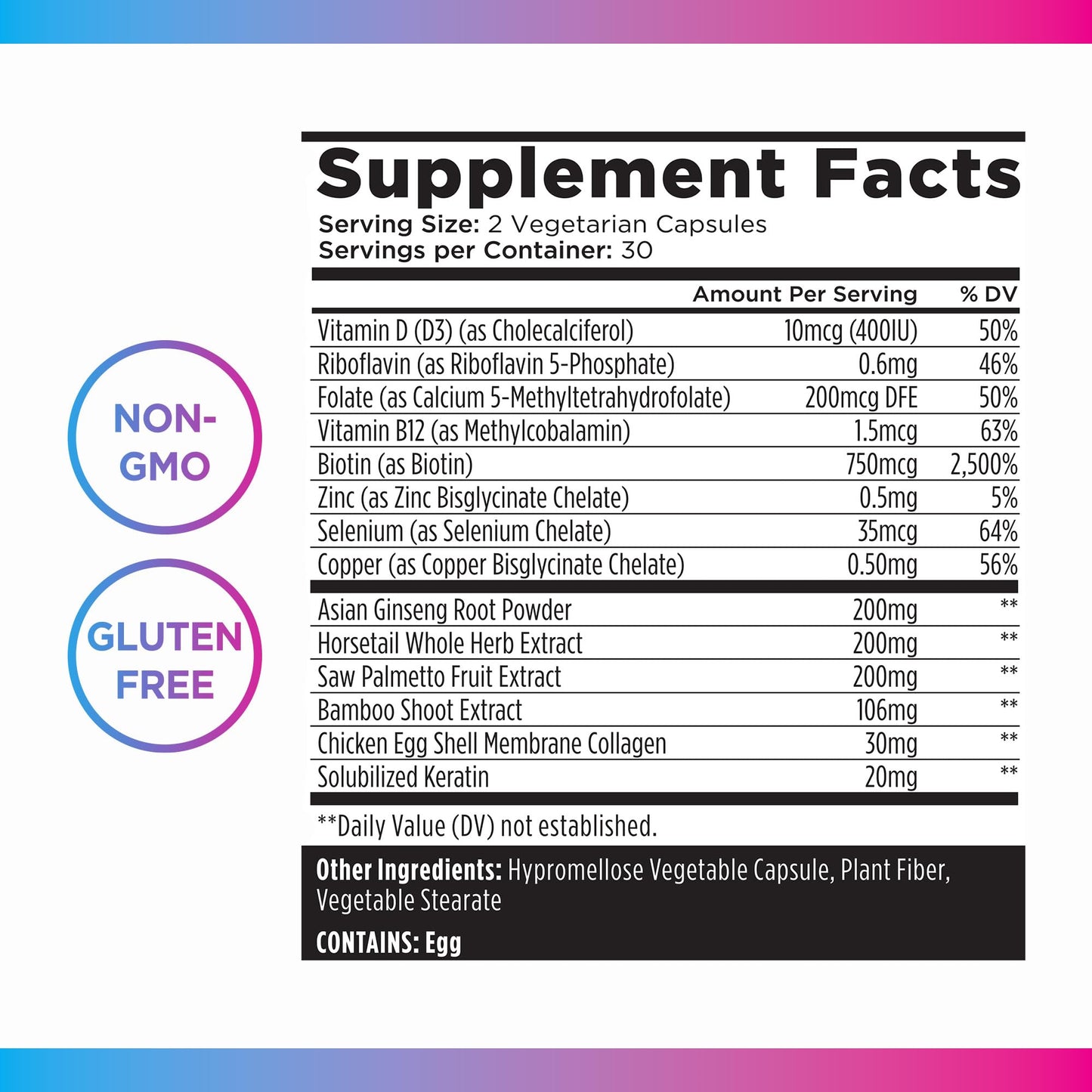 Livingood Daily Hair, Skin & Nails Supplement — 14-in-1 Formula, 60 Capsules, Gluten Free