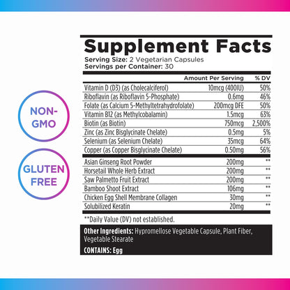 Livingood Daily Hair, Skin & Nails Supplement — 14-in-1 Formula, 60 Capsules, Gluten Free