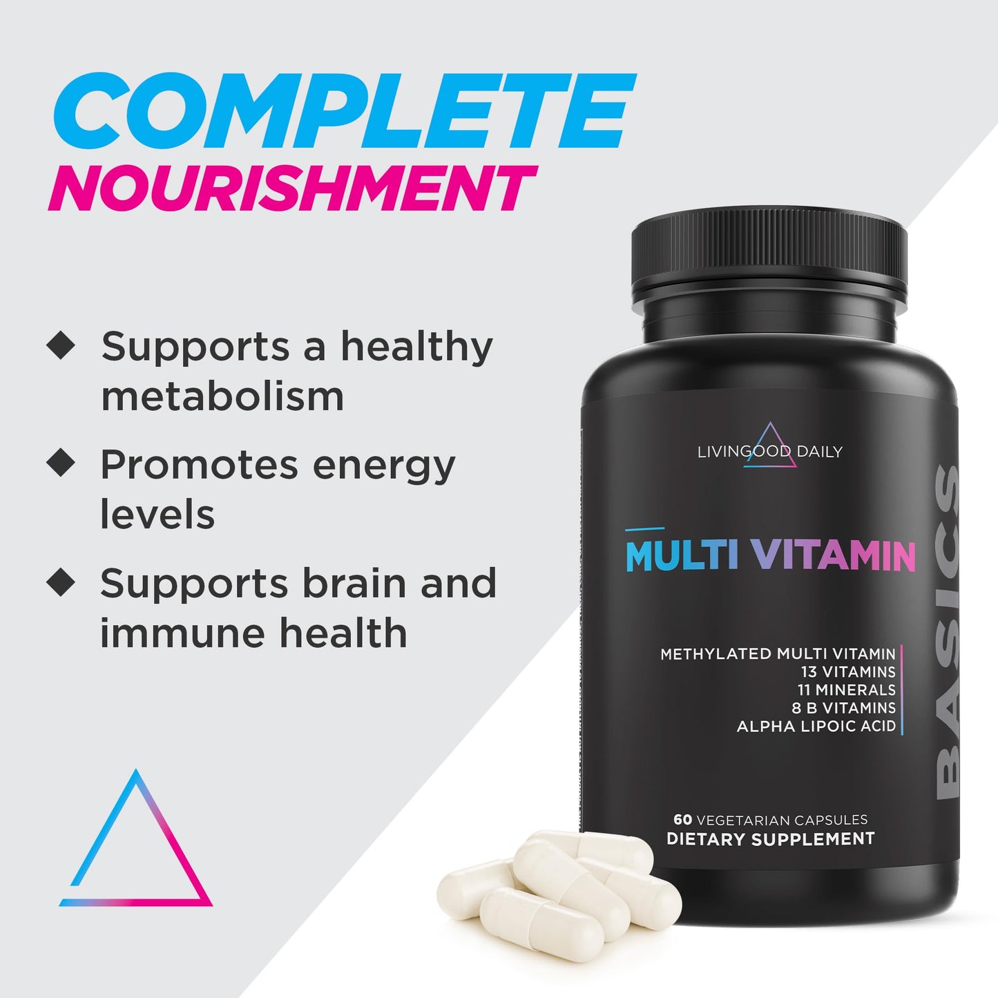 Livingood Daily Methylated Multivitamin for Women & Men – 60 Capsules