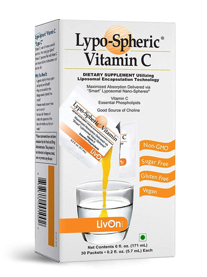 LivOn Laboratories Lypo-Spheric Vitamin C 1000 mg + 1000 mg Phospholipids per Packet | Liposome-Encapsulated, Non-GMO, 30 Packets