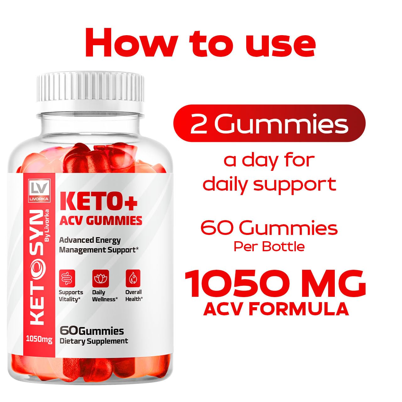 LIVORKA 3 Pack Ketosyn ACV Gummies – Keto Syn & Keto Plus ACV Gummies (180 Gummies)
