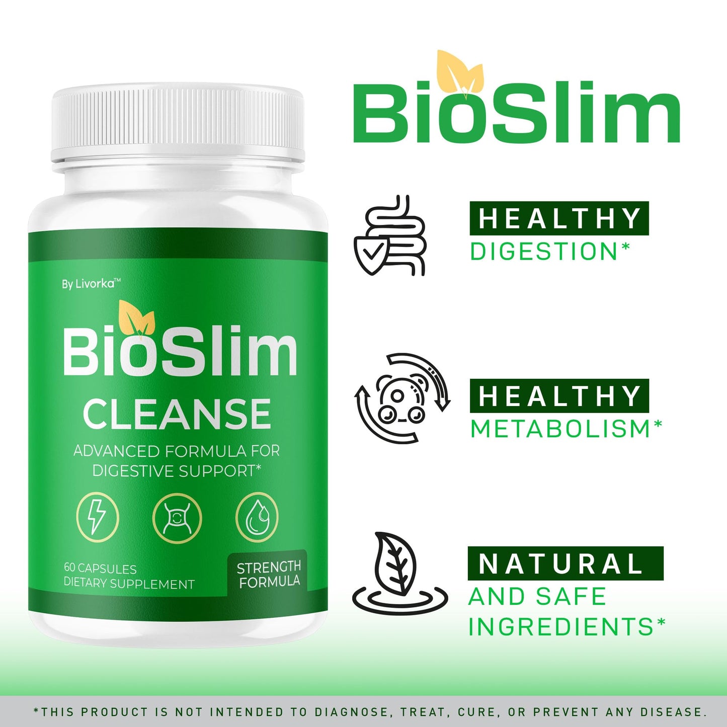 LIVORKA BioSlim Cleanse Capsules – 3 Pack Premium Digestive Support, 180 Capsules