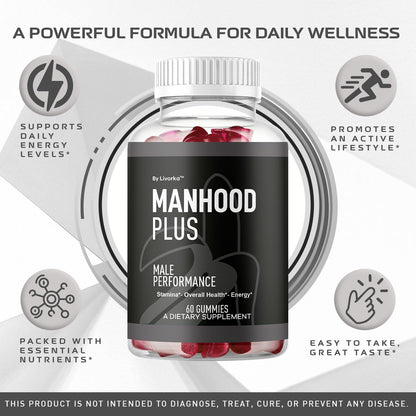 LIVORKA Manhood Plus Gummies for Men – 2 Pack, 1050mg, 120 Gummies