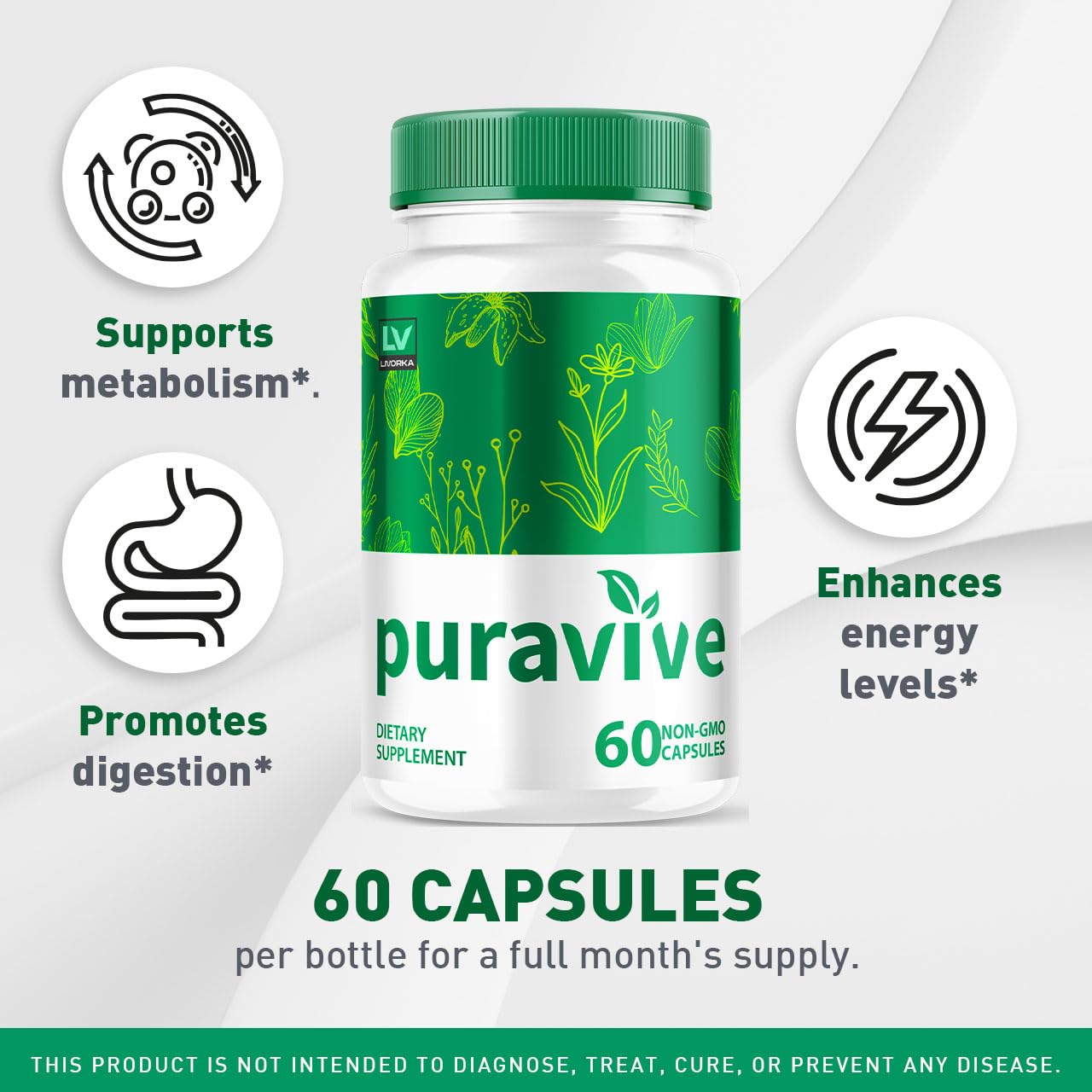 LIVORKA Puravive Exotic Rice Method Dietary Supplement - 120 Capsules (60 Day Supply) - Pack Of 2