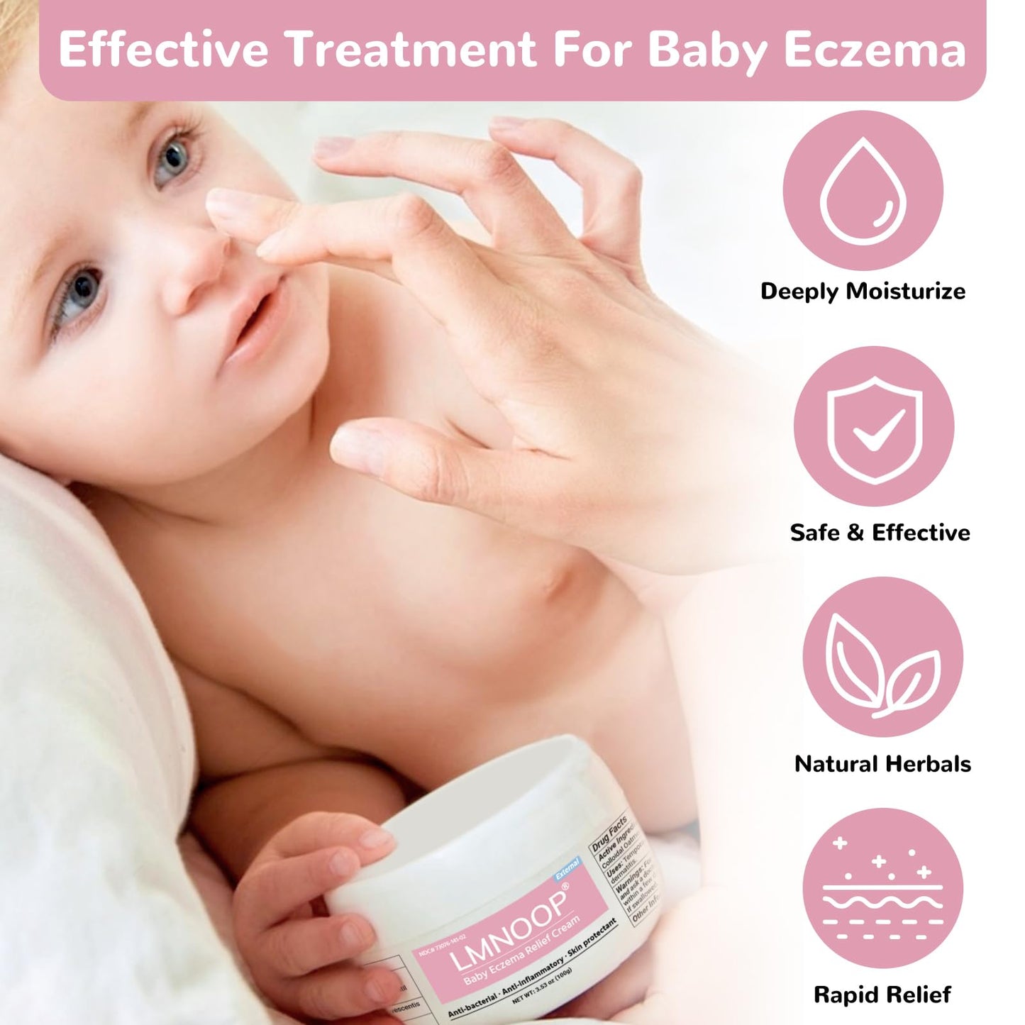LMNOOP Baby Eczema Relief Cream | All-Natural Herbal Formula 3.53oz